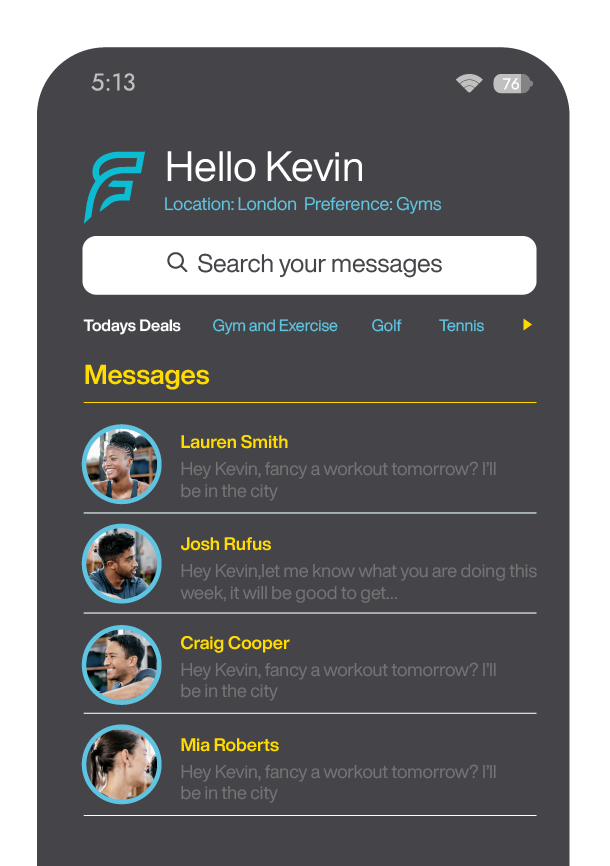 Person using the ClubFlexx fitness community app on their smartphone